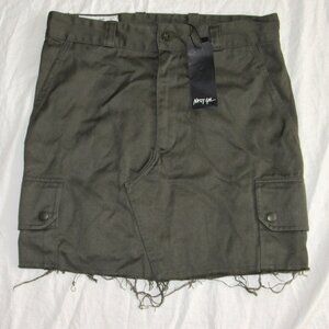 NWT Nasty Gal Socovet French Military Uniform Army Green Cargo Mini Skirt sz M